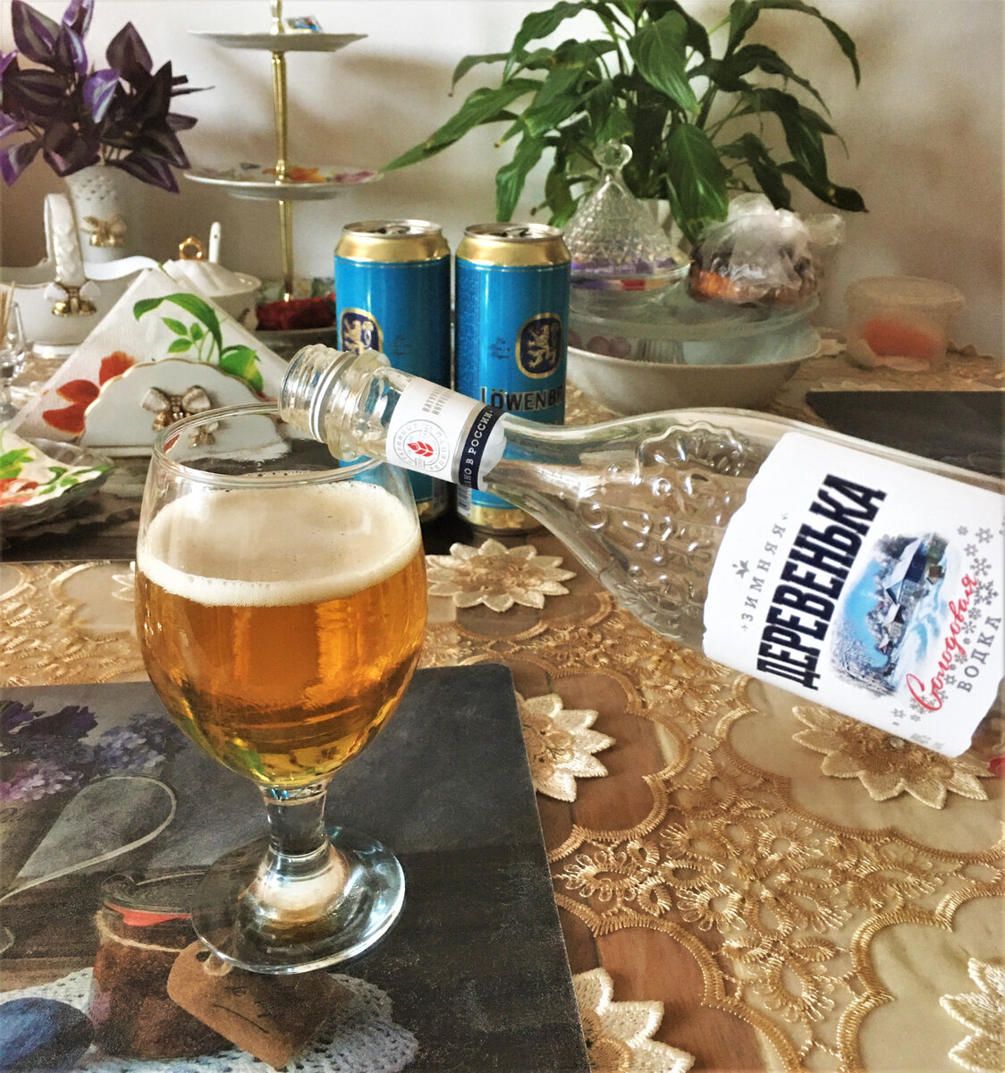 водка пиво на столе
