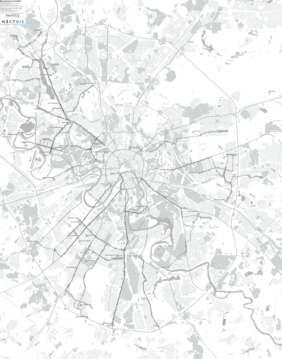 Актуальность: 2 февраля 2020 года. По сравнению с сентябрём 2019 Отсутствуют лишь 2 маршрута: 24, 53. Автор: Артём Светлов: https://transphoto.org/photo/1299746/?gid=232.