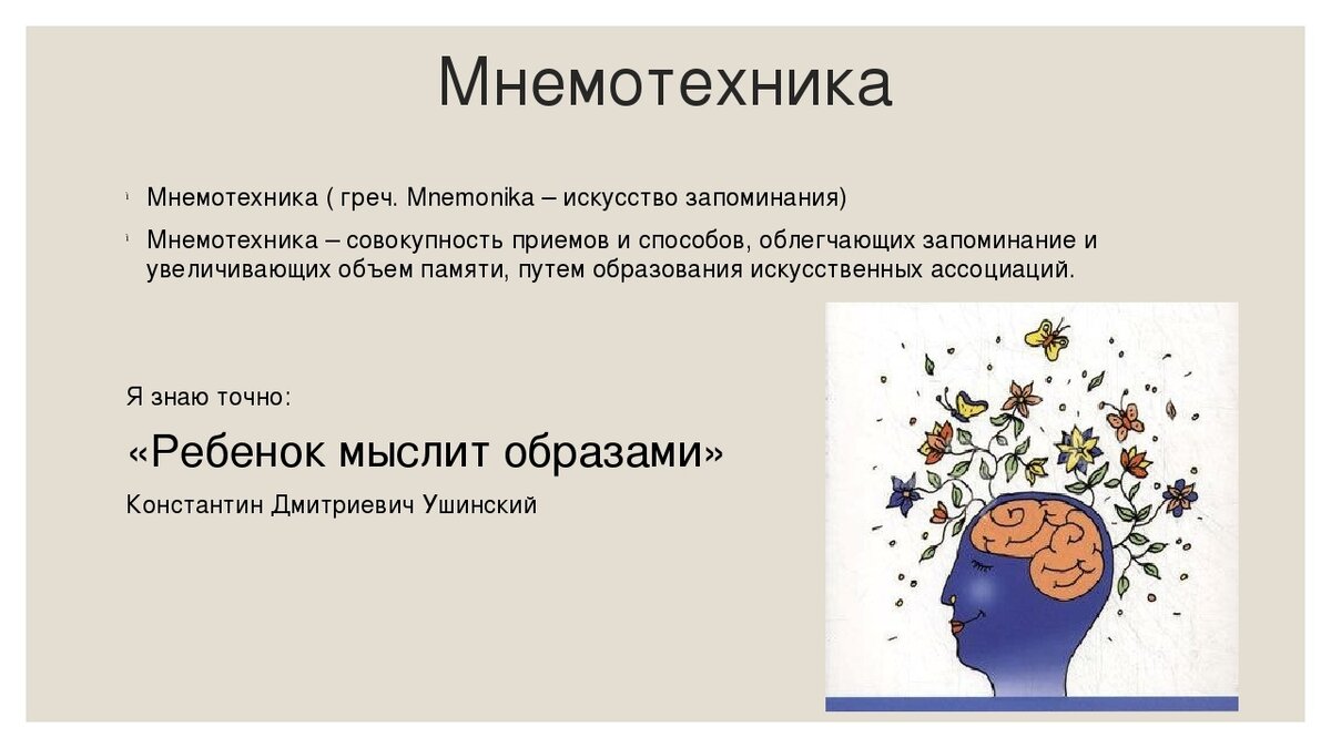 Образные приемы запоминания изображения цифры