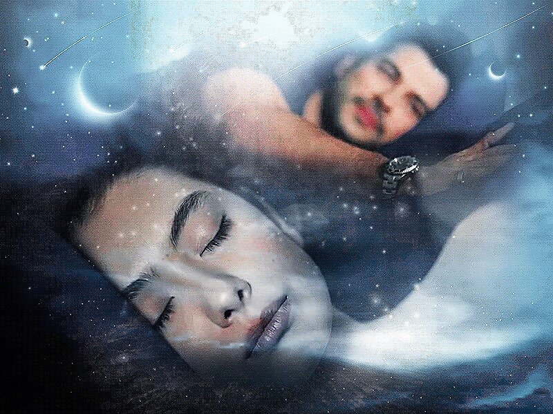 Ты снишься мне во снах. Девушка спит и видит сон. Спокойной ночи мужчина и женщина. Нежная ночь любви. Сон романтика.