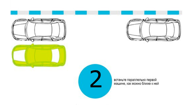 Поставьте свой автомобиль параллельно первой машине, как можно ближе к ней