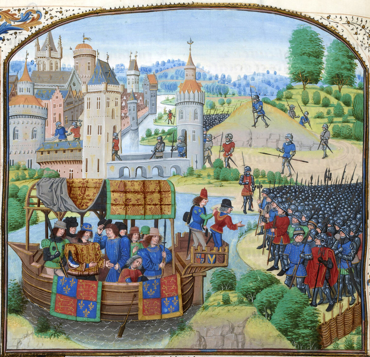 Восстание Уота Тайлера. Ричард II встречается с повстанцами 13 июня 1381 года.