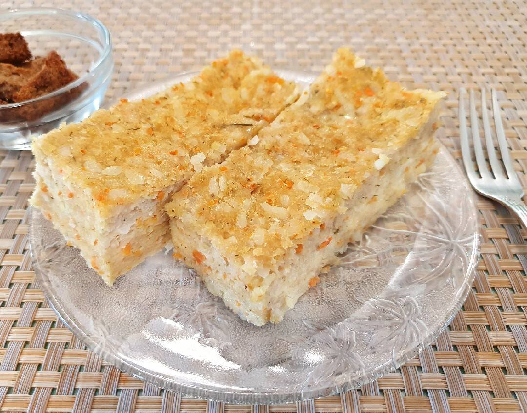 Рыбная запеканка с рисом и сыром