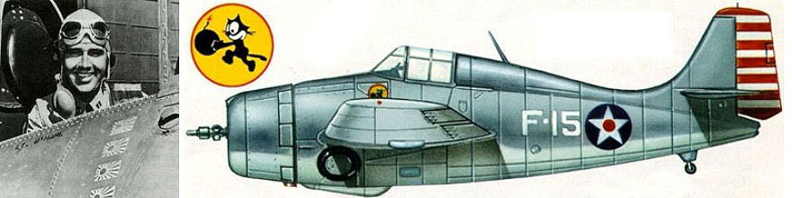 Истребитель F4F-3 «Wildcat» Эдварда О'Хара, на котором он провел бой 20.02.1942 г 