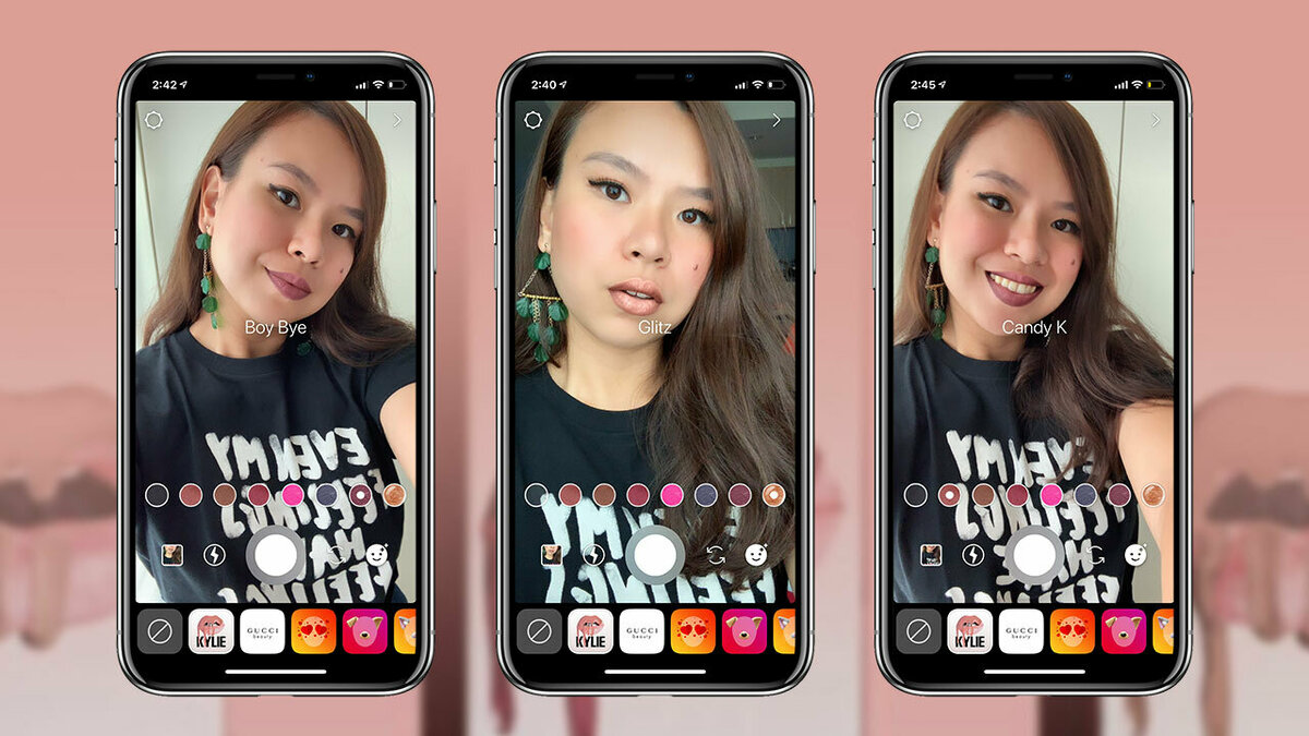 Маска от компании Kylie Cosmetics в онлайн-режиме позволяет примерить  оттенки культовых помад Lip Kit