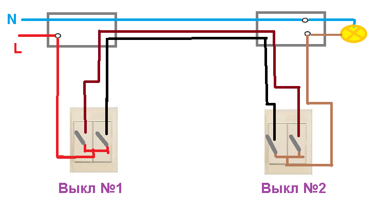 Подключение проходного выключателя