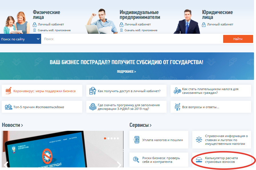 Сайт ИФНС: www.nalog.ru