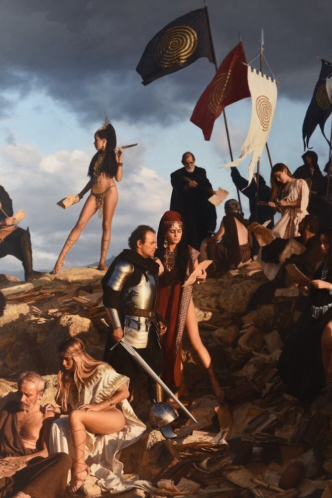 Геннадий Улыбин. "Дневники Всадников Апокалипсиса". (Фрагмент). Холст, масло. 230х580