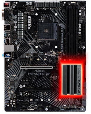 Материнская плата ASRock Fatal1ty B450 Gaming K4 – изделие от проверенного производителя. Она станет отличной основой для сборки геймерского компьютера. Вы сможете подобрать мощные комплектующие для установки на данную плату. Системная плата ASRock Fatal1ty B450 Gaming K4 выполнена в формате Standard-ATX. Она разработана для использования с процессорами от компании AMD. Поддерживается сокет AM4, учитывайте данный параметр при подборе чипа.
Системная плата поддерживает технологию CrossFire X. При желании, вы сможете поставить на нее две видеокарты, чтобы увеличить производительность в играх. Накопители подключаются через интерфейс SATA 3, количество подобных портов – 6 штук. Дополнительно присутствуют два разъема M.2 для твердотельных носителей.
Предлагаемая плата поддерживает оперативную память типа DDR4. Частота ОЗУ составляет от 1866 до 3200 МГц. Максимальный объем оперативной памяти – 64 ГБ, а число слотов под планки – 4 штуки.
Для доступа в Интернет используется сетевой адаптер Realtek RTL8111H. Максимальная скорость соединения – 1000 Мбит/с.Форм-фактор  Standard-ATX
Процессор
Сокет 
AM4
Чипсет
Чипсет 
AMD B450
Память
Тип поддерживаемой памяти 
DDR4
Количество слотов памяти 
4
Максимальная частота памяти (МГц) 
3200 МГц
Слоты расширения
Количество слотов PCI-E x16 
2