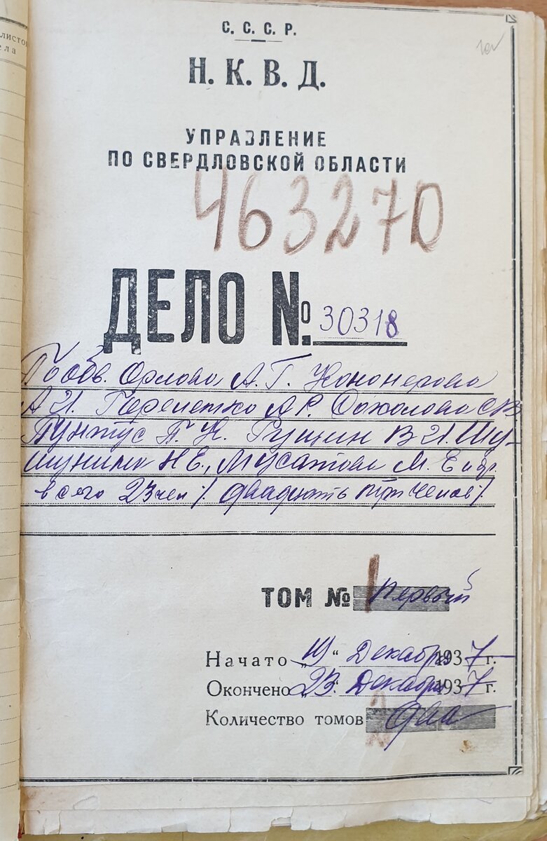 обложка следственного дела, ГААОСО