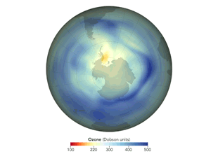  
Как менялся озоновый слой над Антарктидой с 1979 по 2019 год
NASA Earth Observatory
