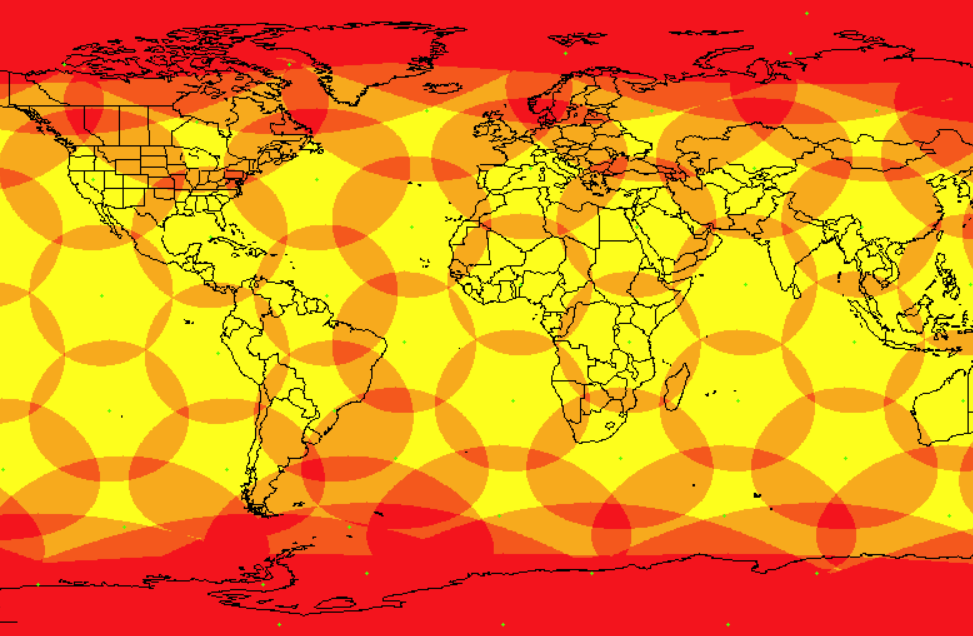 Фото: Покрытие сети  Iridium. Источник: Википедия.