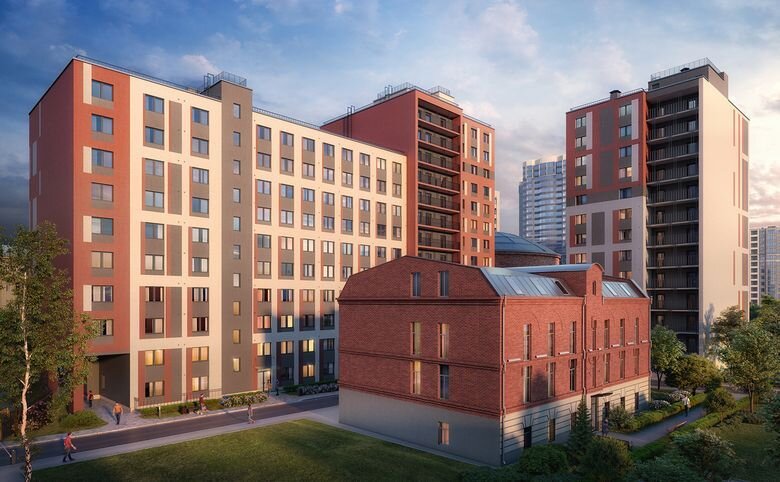 Дома построены по долговечной монолитной технологии. Теплосберегающие фасады покрыты штукатуркой в скандинавском стиле, сочетают белый и кирпичные оттенки.