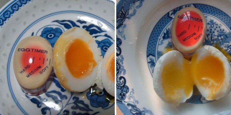 Опустите его в кастрюлю вместе с яйцами и отслеживайте степень готовности продуктов по внешнему виду устройства: чем меньше красное пятно, тем твёрже желток. 
Цена: 97 рублей.

