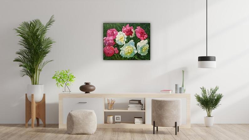 Картина маслом "Пионы"