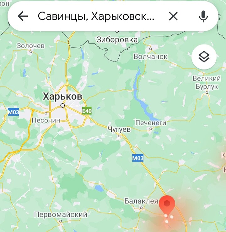 Деревня Савинцы Харьковской области. Скриншот автора с Google карт