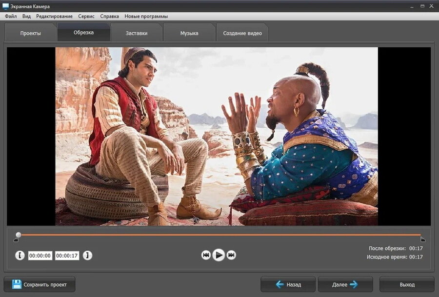 Интерфейс Экранной камеры