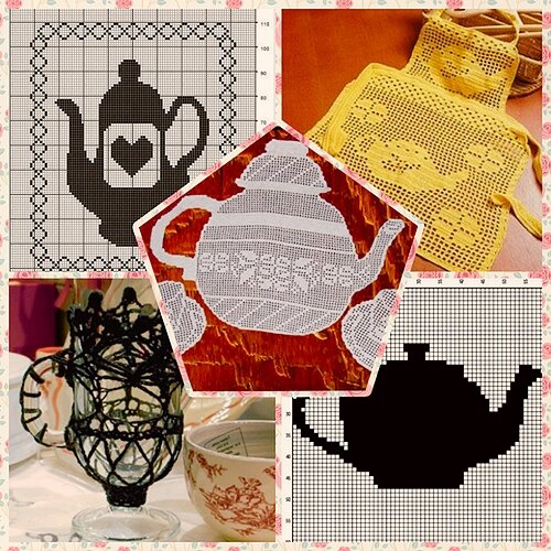 Люблю  филейное вязание,  и  чай люблю,  и  без кофе утро не утро.  Вот и сошлось все в  одну  публикацию)) 