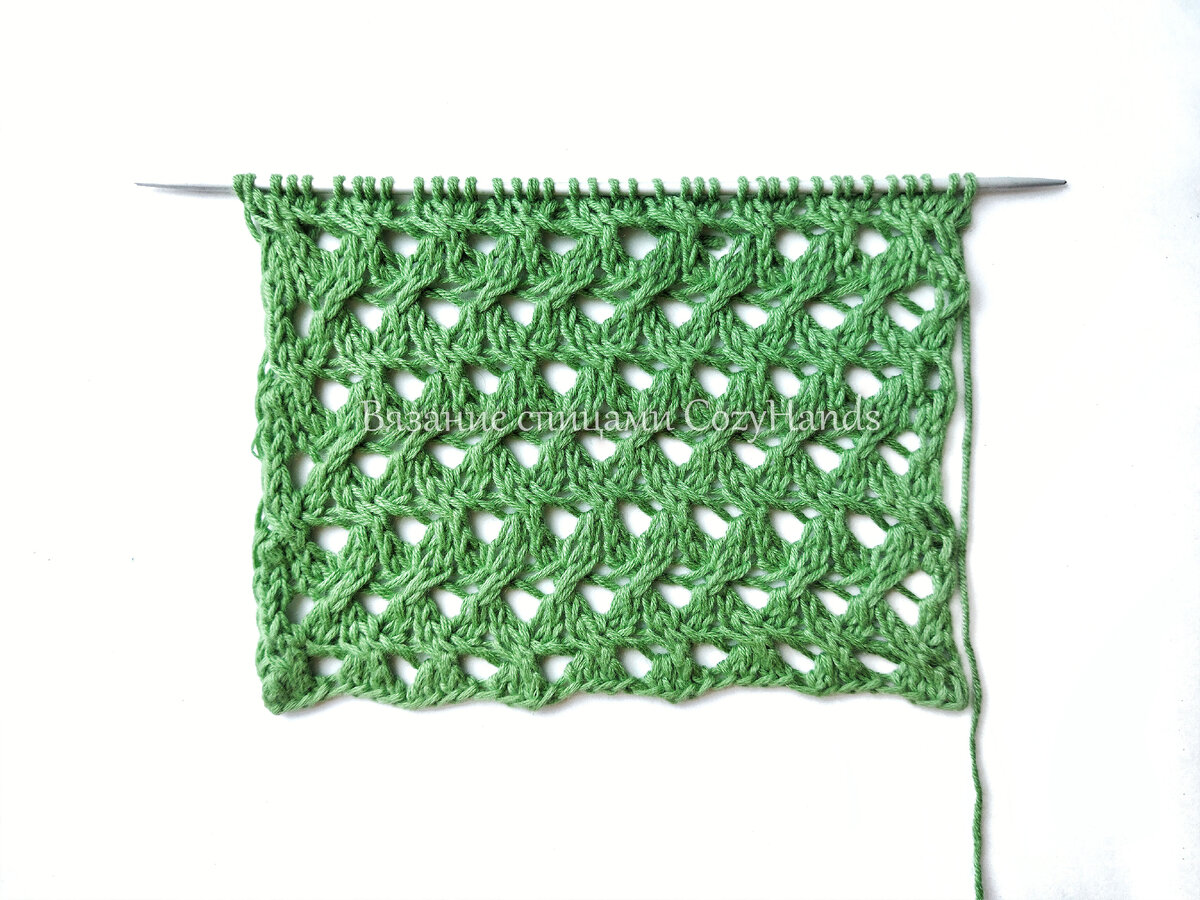 Оригинальная ажурная плетенка спицами для вязания джемперов, кардиганов, пледов