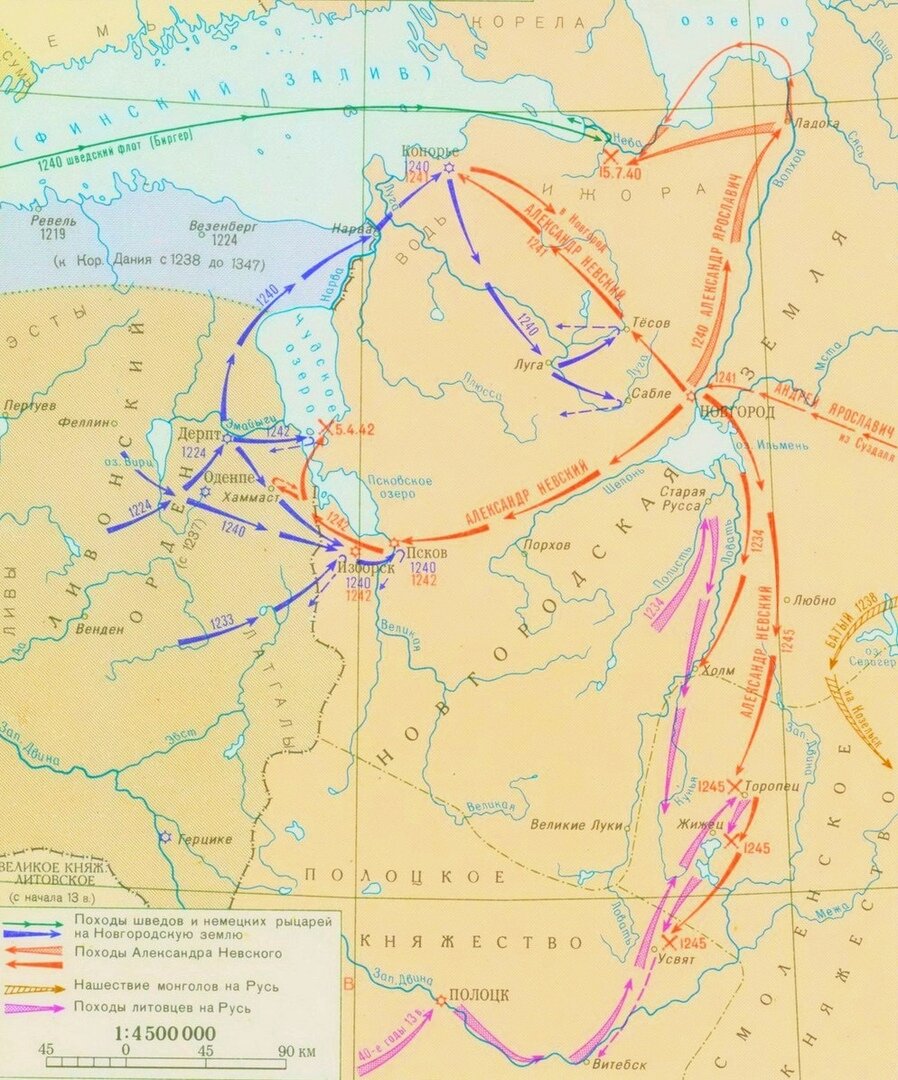 Карта боевых действий (1240-1242 гг.). Источник: http://www.slavanthro.mybb3.ru/viewtopic.php?t=12144&start=175