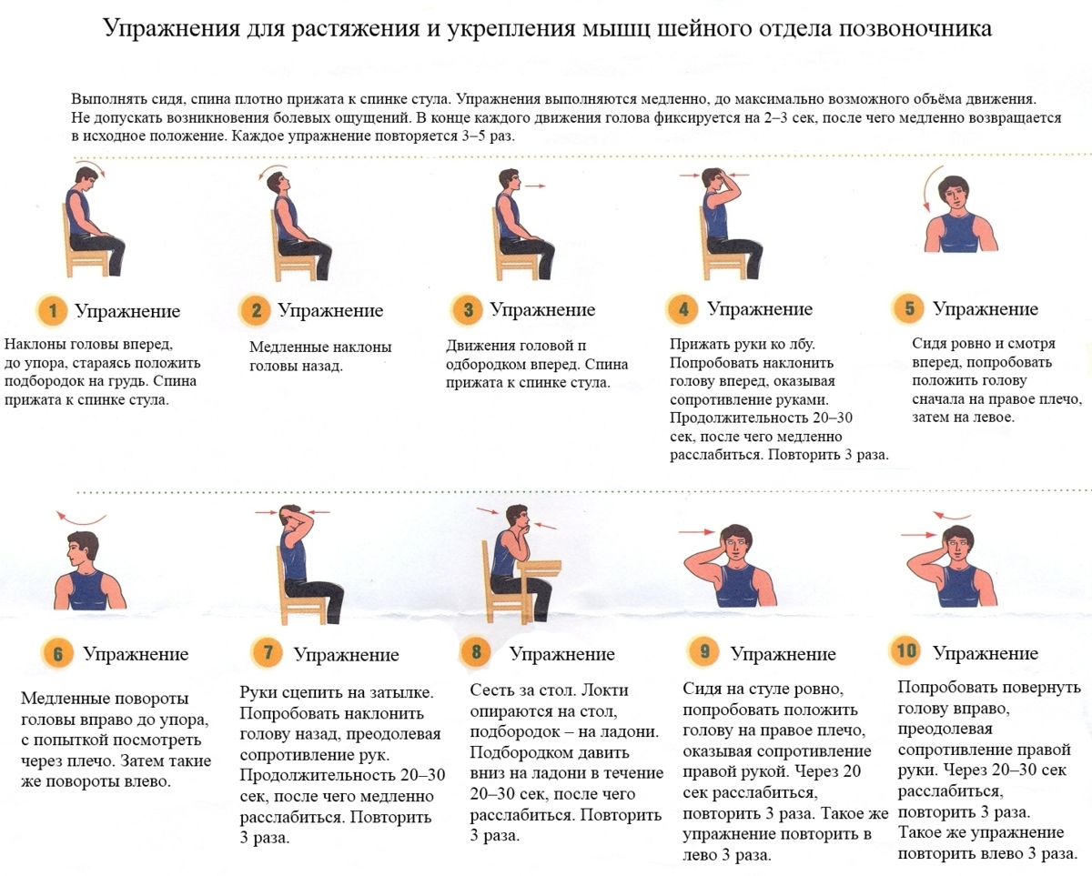 Упражнения для шейного отдела позвоночника. Упражнения для шейно-грудного отдела позвоночника. Шейный остеохондроз упражнения. Упражнения при остеохондрозе шейного отдела позвоночника.