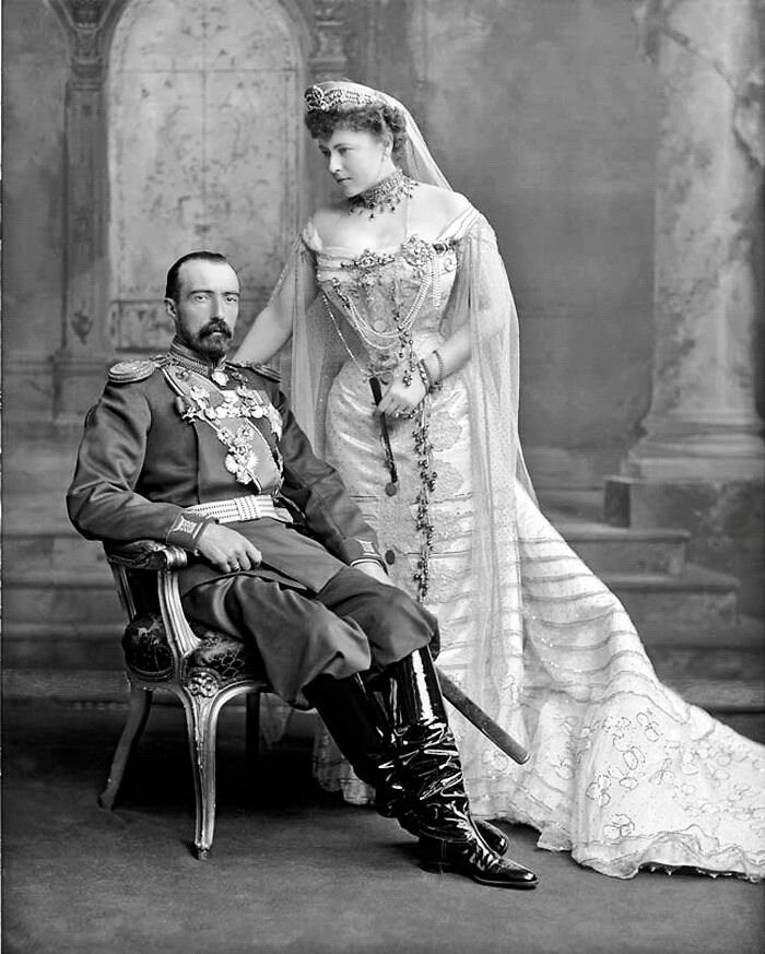 Великий князь Михаил Михайлович с супругой графиней Софией де Торби 1902 г.