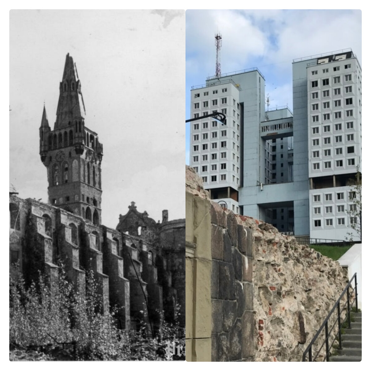 Калининград. Дом Советов, полуразрушенный Королевский замок 