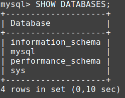 Использование команды SHOW DATABASES