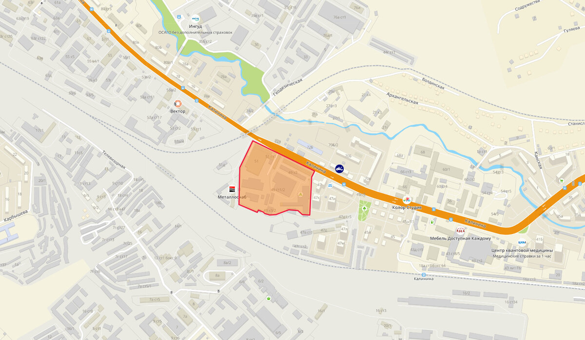 Земельный участок 5,20 Га ул. Калинина Железнодорожный район Красноярск