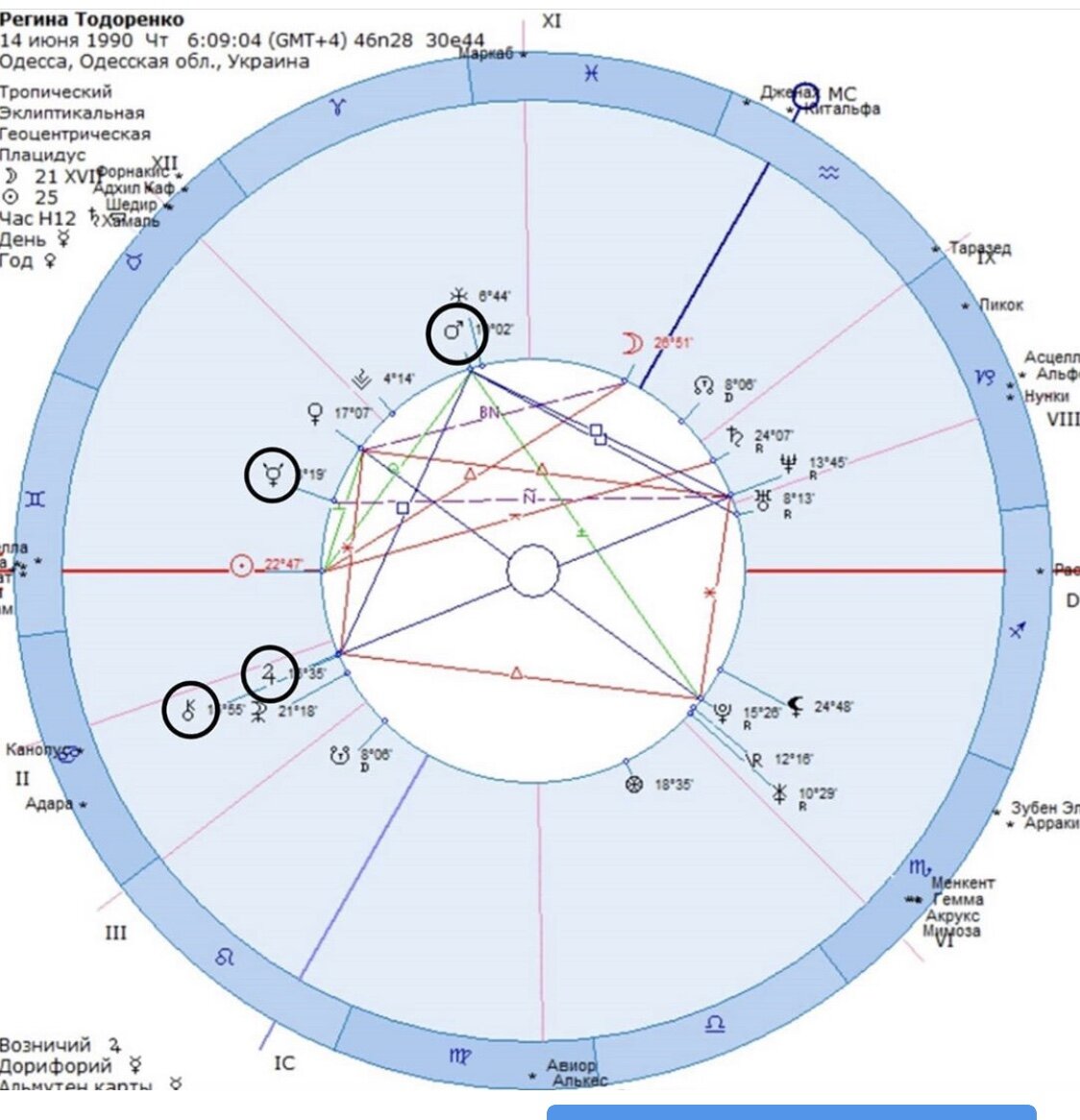 Натальная карта регины тодоренко