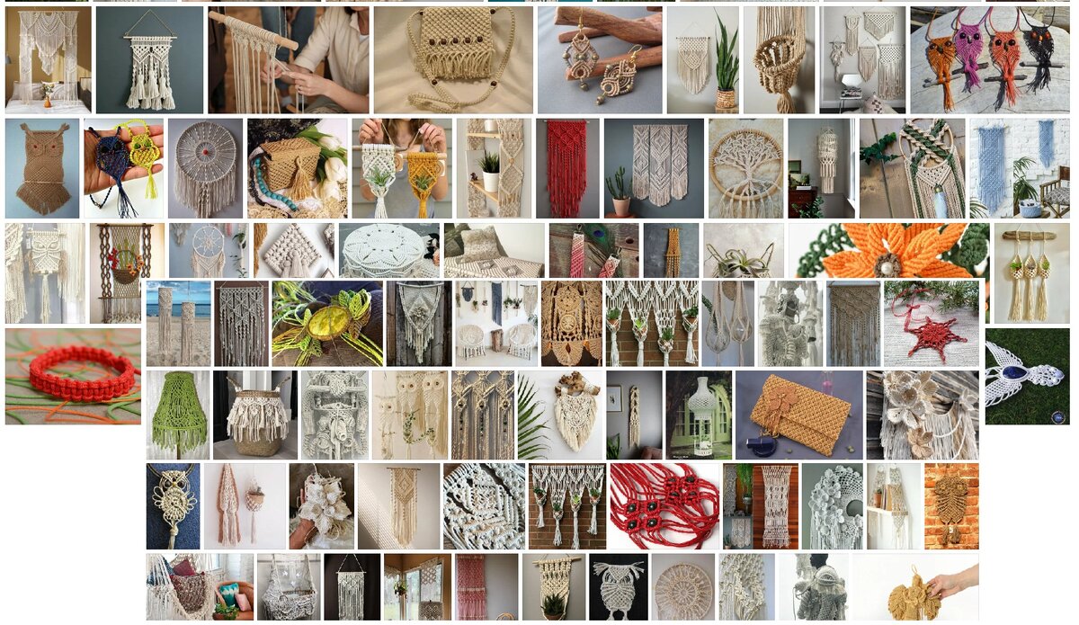 Примеры изделий, изготовленных по технике макраме
