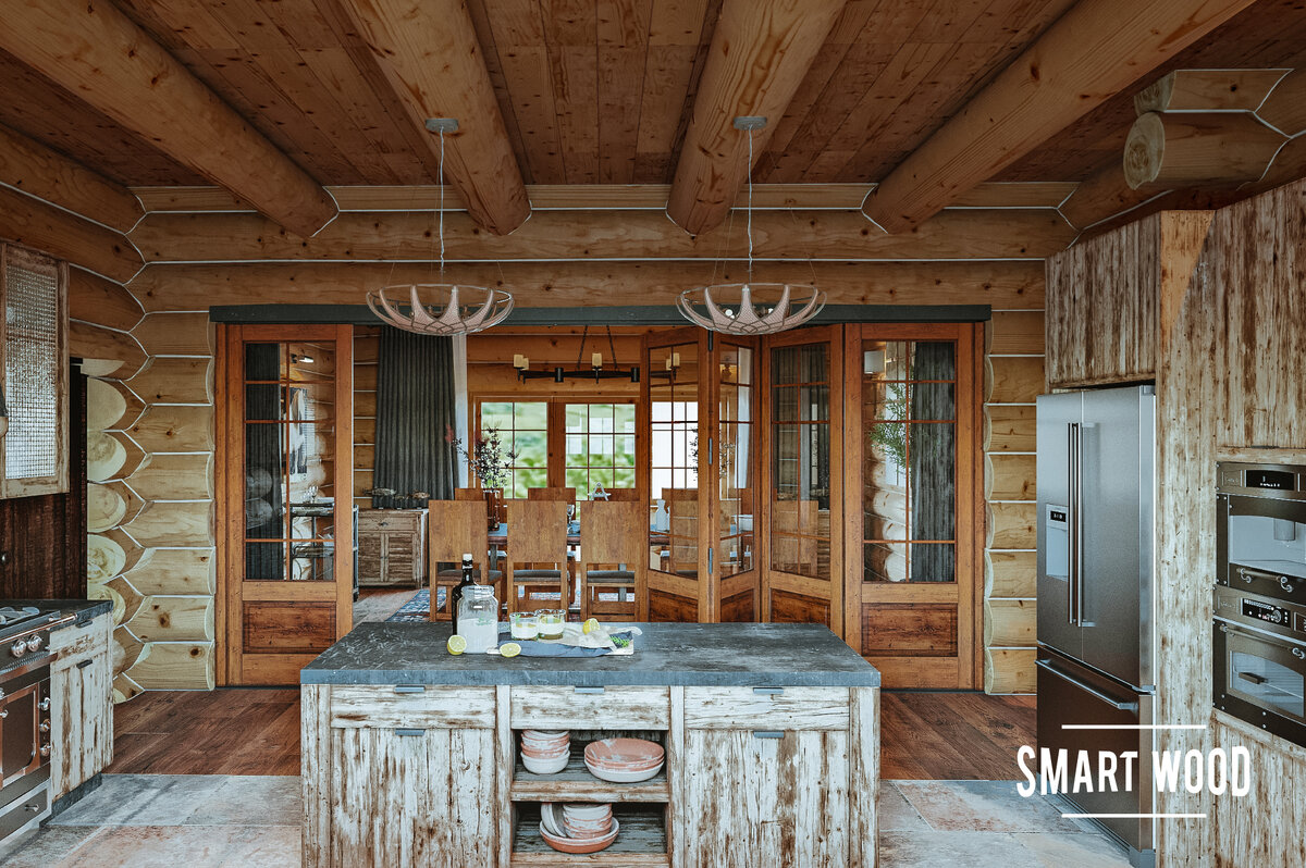 Кухня в деревянном доме