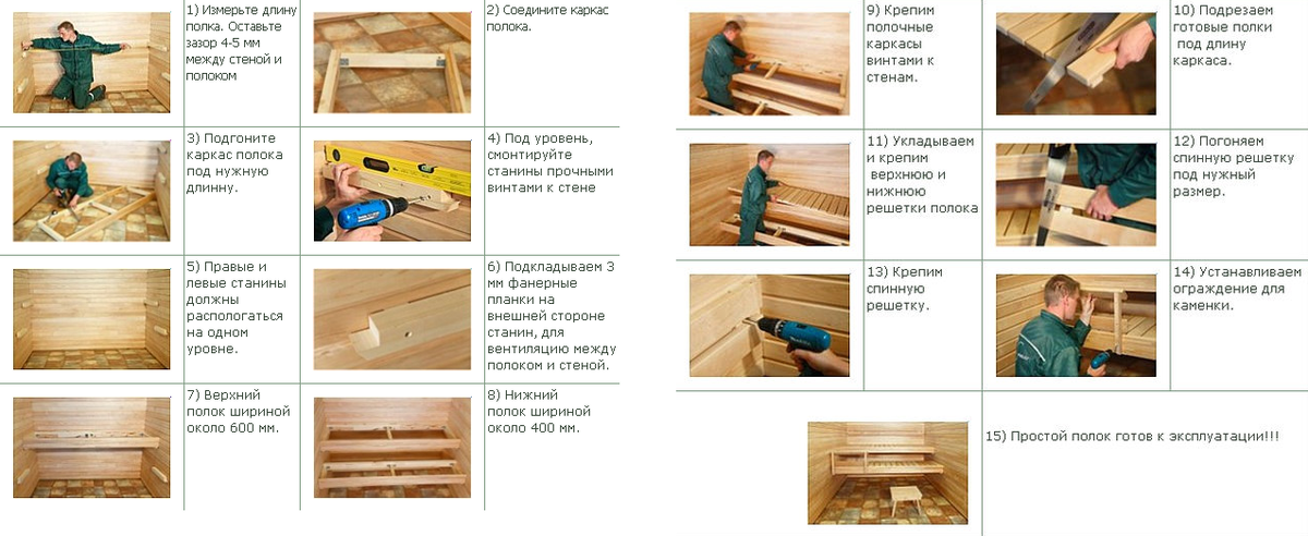 Полок для бани своими руками чертежи