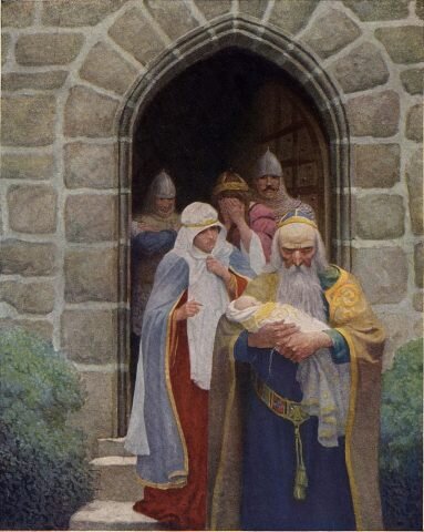 
 // Мерлин уносит новорожденного Артура. Н. К. Уайет. 1922 / wikipedia.org
