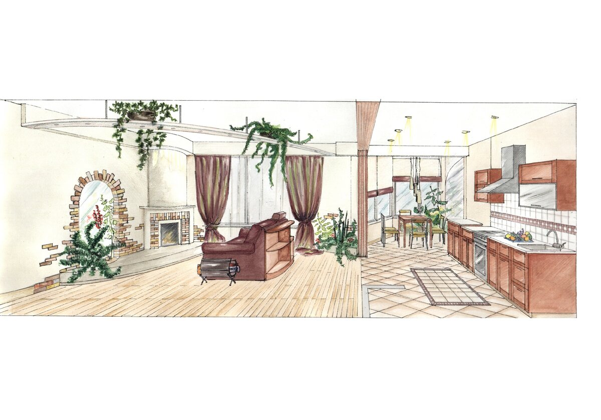 Эскиз каминной зоны, 2001 г.