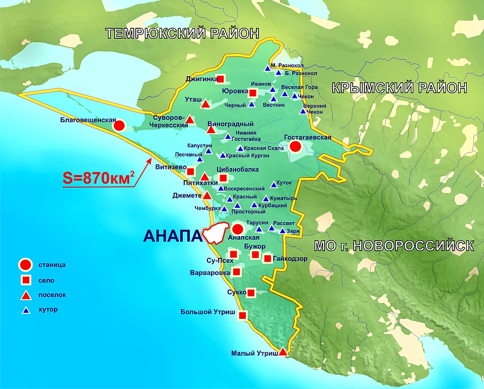 Карта крыма и краснодарского края побережье черного моря