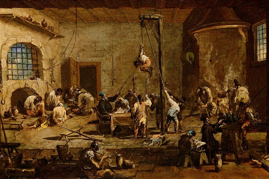 Картина Алесса́ндро Манья́ско  "Допросы в тюрьме"