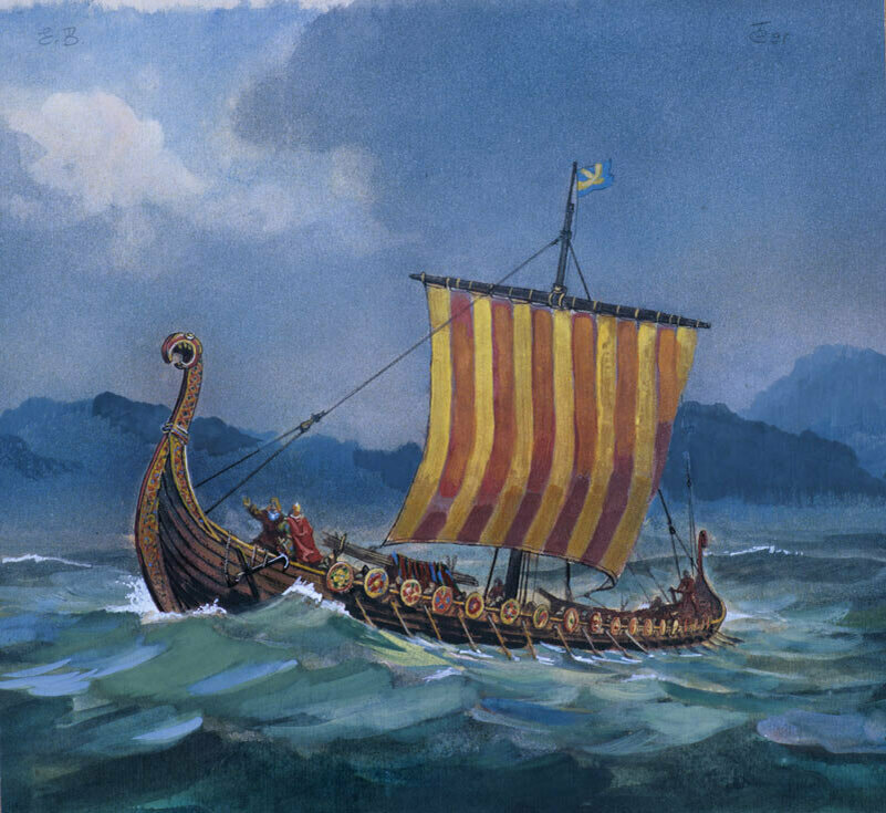 Картина ладьи. Драккар викингов. Лодка викингов дракар. Корабли Драккар норманнов.