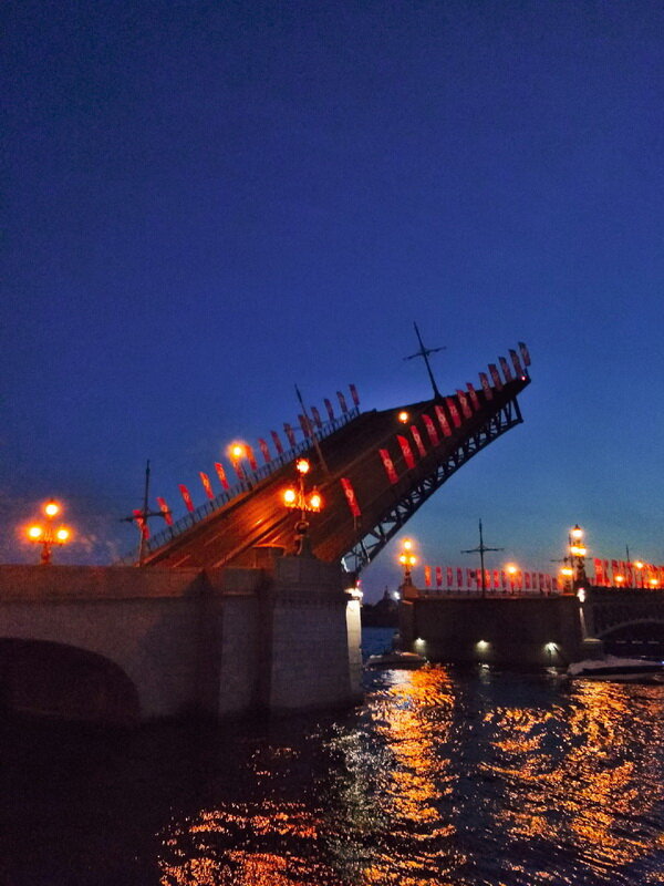 Вид на Троицкий мост с Дворцовой набережной*