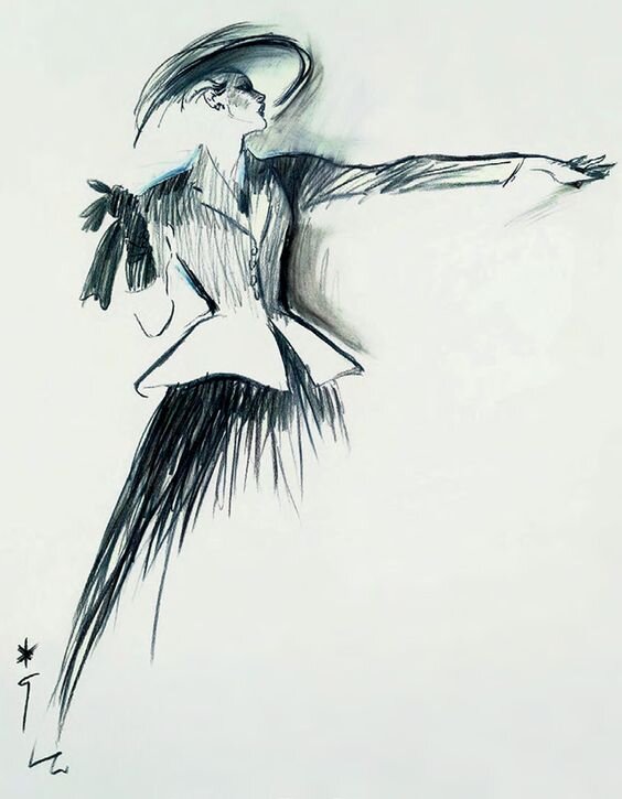 силуэт NEW LOOK, набросок Рене Грюо