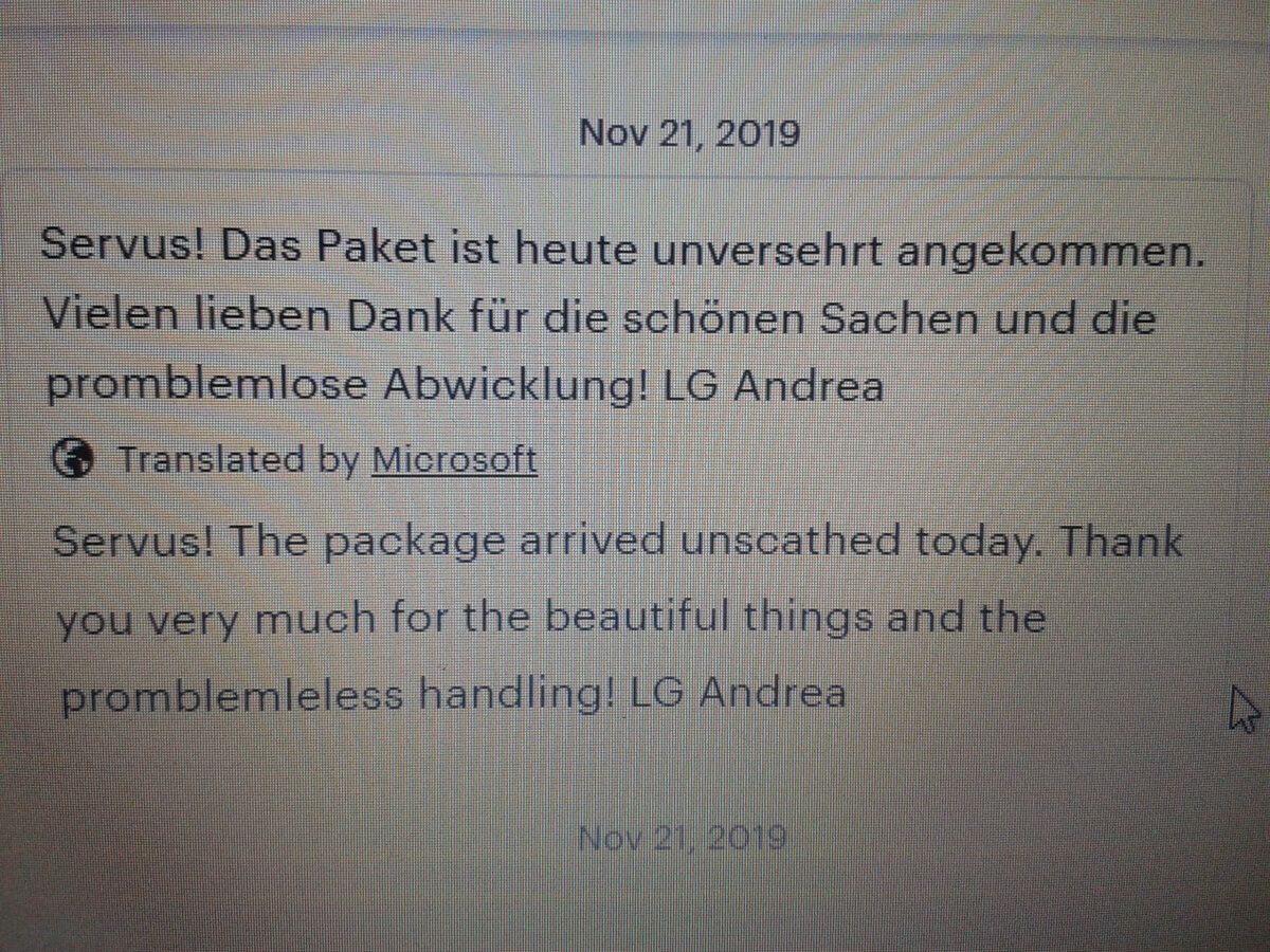 отзыв на Этси покупательницы из Австрии