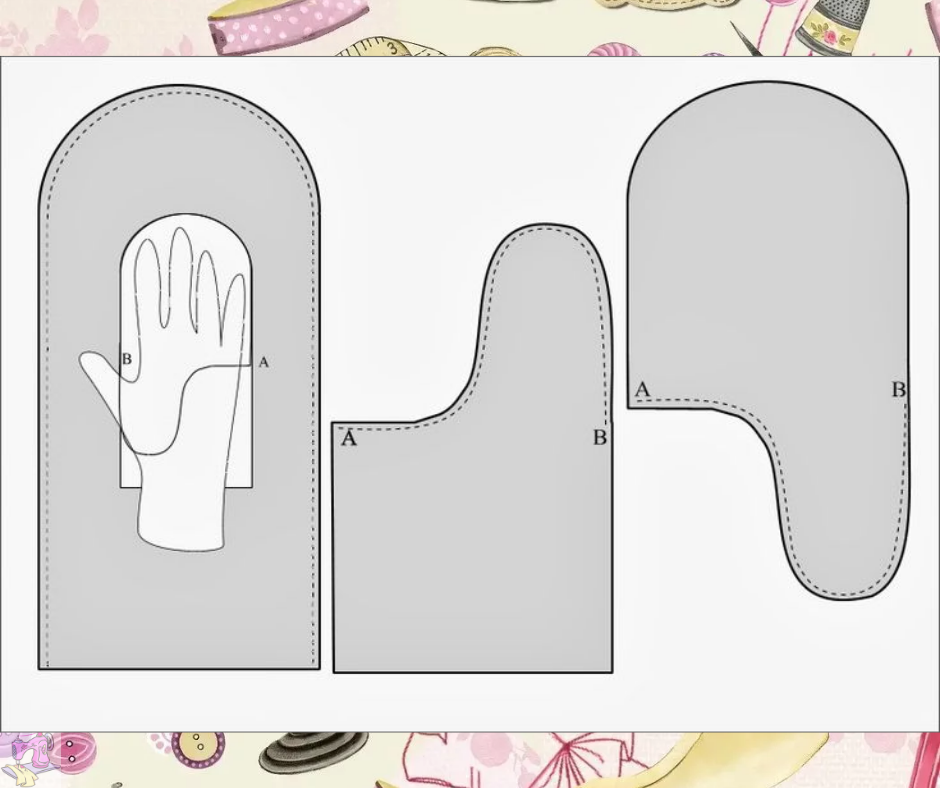 Сделайте индивидуальную выкройки, приложив свою руку и используя подсказки по шаблону.