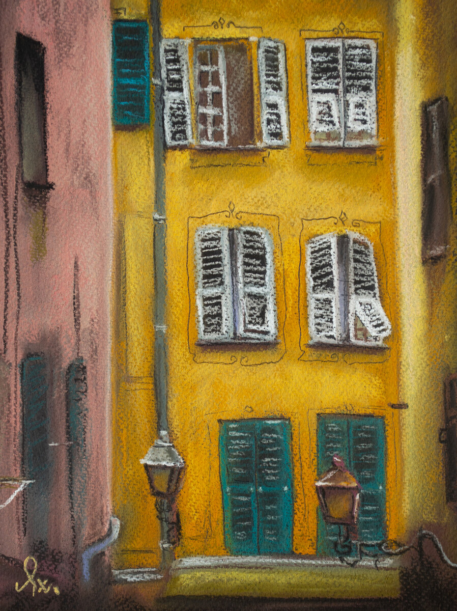 Картина "Тесная Италия" написана мной, художником Антониной Яхиной, сухой пастелью