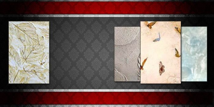 Примеры декора из обычной гипсовой шпаклевки с окраской и трафаретом