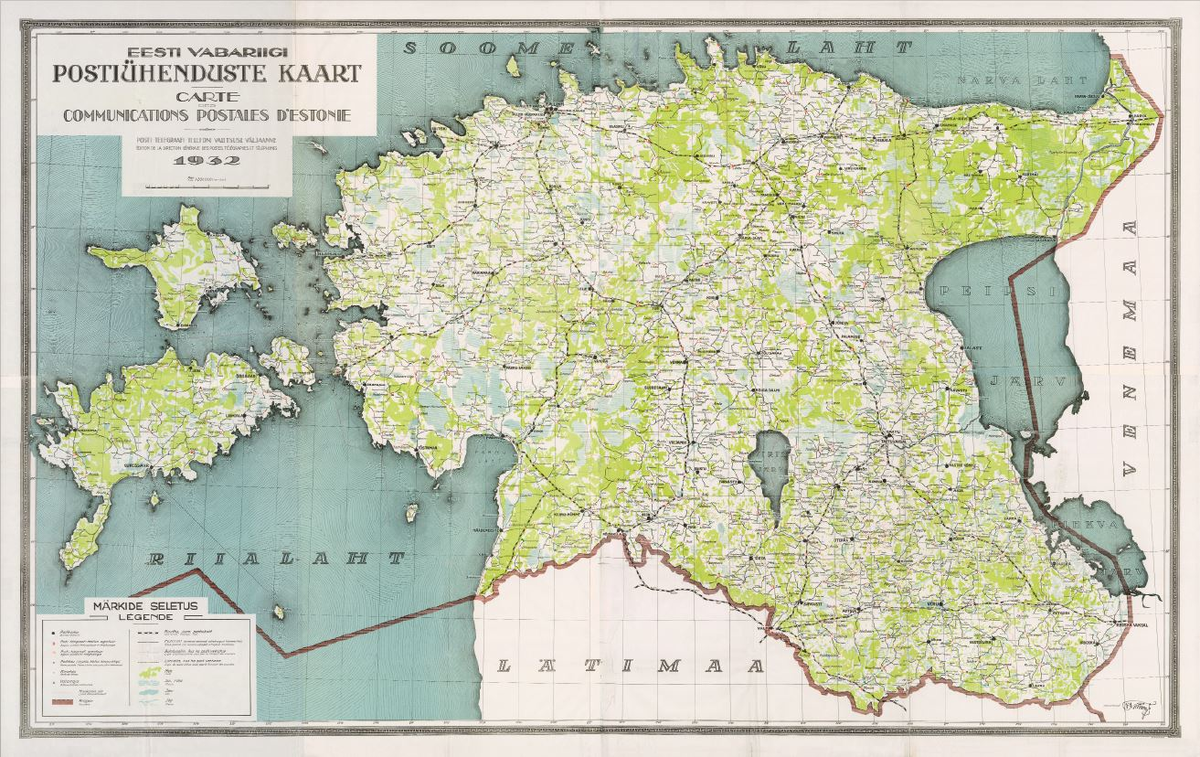 Карта Эстонии, выпущенная в 1932 году. Источник: https://blog.regio.ee/
