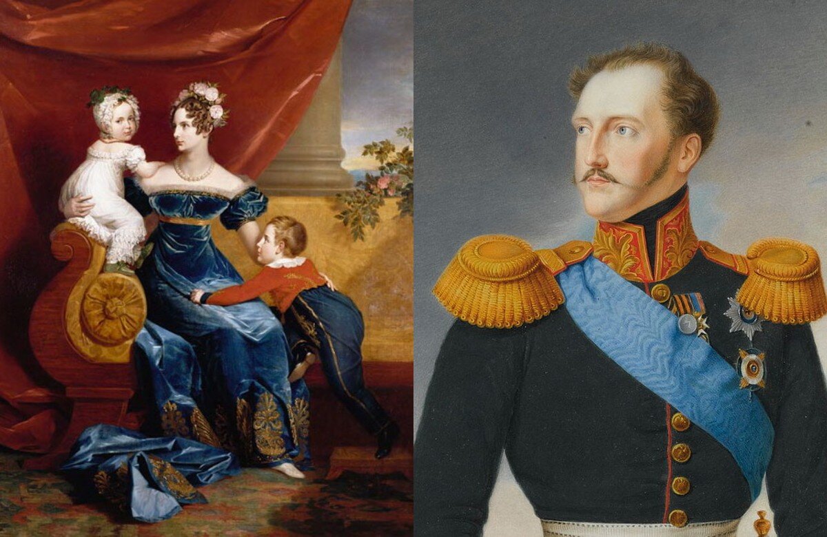 Александра Федоровна с детьми и Николай I