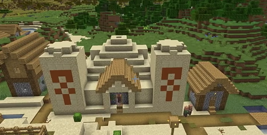 Деревенский домик в пустынном храме. 