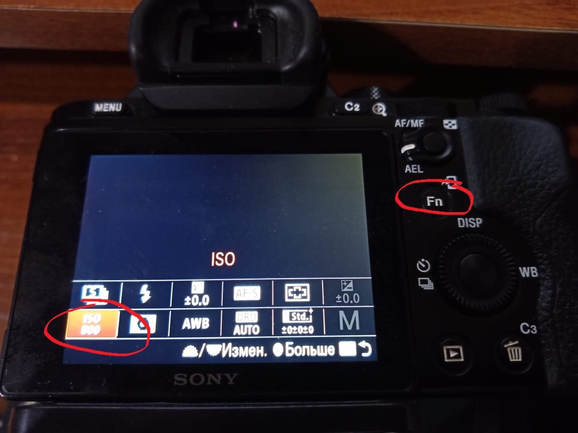 На данный момент выставлено значение ISO 800.