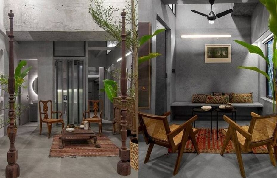 Однотонная бетонная отделка