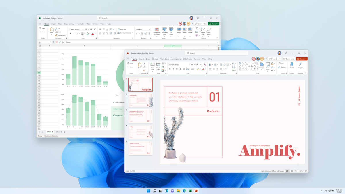 Например, так выглядят программы Microsoft Excel и PowerPoint — белый фон, серые тени и минимальное количество деталей